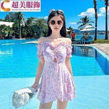 【度假泳衣 限時搶購】比基尼泳裝 女士外貿歐美性感削肩泳衣大碼批發一字領露雙層荷葉邊比基尼印花高腰分體式泳衣bikini-MIKI精品 歷史價格詳細信息