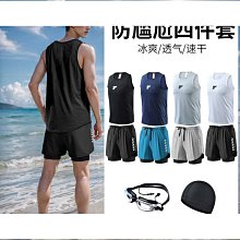 泳衣男士套裝泳褲男款防尷尬寬鬆男生速乾防曬背心泳裝上衣遊泳褲 歷史價格詳細信息