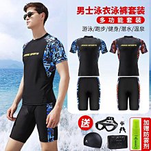 男士泳衣專業速乾大尺碼五分泳褲上衣遊泳衣泡溫泉男款套裝大號泳裝 歷史價格詳細信息