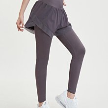 瑜伽跑步訓練健身運動褲女假兩件長褲高腰彈力速幹緊身  翹臀顯瘦彈力網布速幹防走光 長褲短褲假兩件套 大碼軍綠色 歷史價格詳細信息