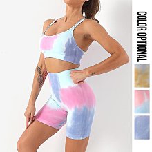 無縫扎染瑜伽套裝長袖上衣高腰提臀瑜伽褲健身套裝運動女 歷史價格詳細信息