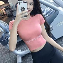 彈力瑜伽服短袖T恤女夏季裝修身顯瘦運動上衣跑步訓練健身速干衣『miss木木女裝』 歷史價格詳細信息