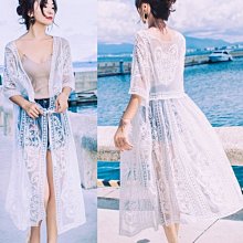 長版罩衫  沙灘罩衫 泳衣罩衫 長版防晒外套 防晒衣女中長款早春夏季旅遊度假網紗小外套短袖空調衫蕾絲外搭 歷史價格詳細信息