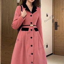 少女毛呢大衣秋冬洋氣初中學生大翻領千鳥格紋夾棉外套學院風~梅梅服飾 歷史價格詳細信息