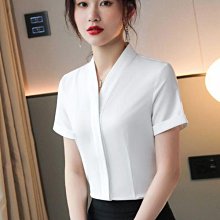 短袖白襯衫女酒店前臺工裝時尚修身職業套裝寸衣美容師工作服襯衣 歷史價格詳細信息