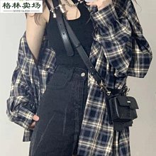 格子襯衫外套女設計感小眾夏季2023新款chic港味復古拼色長袖上衣-格林賣場 歷史價格詳細信息