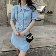 小香套裝 2件式套裝 套裝女生 小西裝外套 港復古西裝時尚套裝女春秋季23新款半身裙小個子兩件套裙 歷史價格詳細信息