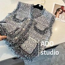 小香針織外套保暖外套女新款秋季小香風高級感超好看設計感短版粗花呢格子西裝外套女刷毛外套正韓~~微微服飾 歷史價格詳細信息