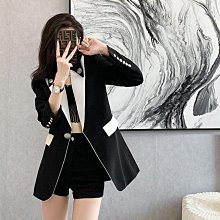 黑色設計高級感西裝連衣裙2021女秋新款法式假兩件拼接燈籠裙 歷史價格詳細信息