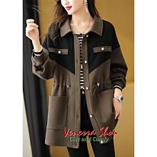 VENESSA~ 新款 撞色拼接 精緻重工刺繡 高質感醋酸絲 小立領棒球夾克外套 (T1421) 歷史價格詳細信息