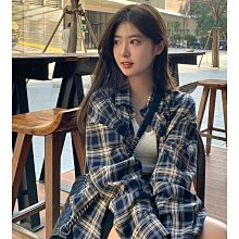 冪式穿搭格子襯衫女慵懶風復古寬松襯衣開衫外套長袖上衣春秋季-格林賣場 歷史價格詳細信息
