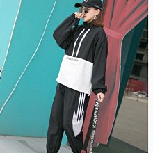 運動套裝 大尺碼套裝  黑色套裝 休閒運動服 新款大尺碼運動套裝男時尚寬鬆休閒肥佬加肥加大長褲長袖一套潮 歷史價格詳細信息