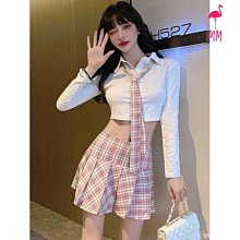 JK制服套裝學院風美式辣妹穿搭短裙花苞連衣裙子性感純欲女裝夏季 歷史價格詳細信息