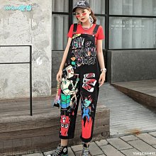 下殺 秋冬裝 時尚女裝減齡牛仔背帶褲女大碼新款復古港味韓版寬松顯瘦直筒褲可愛日系潮 歷史價格詳細信息