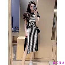 夏季女裝連身洋裝裙子大碼夏天大尺碼連身裙韓版長裙女2023新款時尚休閒連衣裙短袖a字裙假兩件拼接洋裝 歷史價格詳細信息