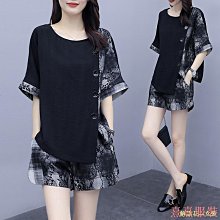 小美の店夏裝新款大尺碼女裝 洋氣套裝 兩件式裝 素面上衣+格子裙 洋裝裙子 長裙 T恤 鬆束腰 休閒 小清新學院風 歷史價格詳細信息