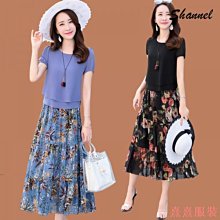 小美の店大尺碼女裝女裙 拼接假兩件 休閒洋裝女 寬鬆 工裝襯衫裙子 洋裝 歷史價格詳細信息