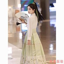 小美の店大尺碼胖mm新中式國風改良漢服套裝別緻上衣+藍色馬面裙兩件套200斤 歷史價格詳細信息