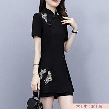 改良旗袍大尺碼洋裝夏裝民族風中國風藝文中式素雅復古改良旗袍裙寬鬆氣質顯瘦薄款棉麻短袖洋裝~梅梅服飾 歷史價格詳細信息