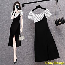 Rainy Design時尚大尺碼女裝2024夏新款胖mm緊身顯瘦遮肚子方領正肩上衣減齡短袖T恤 歷史價格詳細信息