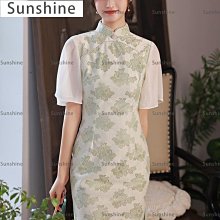 [Sunshine]改良旗袍倒大袖少女年春季刺繡年輕款氣質優雅民國風連衣裙 歷史價格詳細信息