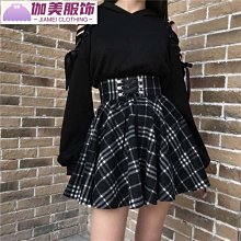 防走光格子半身裙女秋冬新款毛呢裙子不規則百搭A字緊身短裙 歷史價格詳細信息