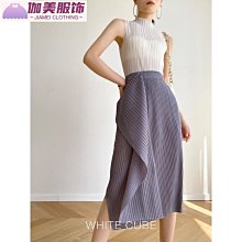 百褶裙女 半身裙   褶皺 裙子  紫色 夏季新款 不規則 撞色開叉 褶皺裙子 歷史價格詳細信息