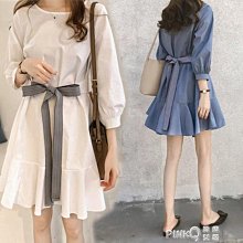 下殺 2020夏季新款韓版牛仔裙潮字母chic短袖顯瘦中長款薄牛仔連衣裙女 歷史價格詳細信息