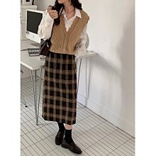 毛呢格子半身裙秋冬季新款內搭疊穿衛衣打底神器屁簾遮臀下擺裙子. 歷史價格詳細信息