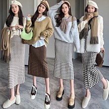 四色可選????針織裙子????窄裙 針織半身裙女2023秋冬中長款韓版高腰小個子包臀裙休閑復古格子a字裙 女生裙子 價格比較,價格查詢,歷史價格詳細信息