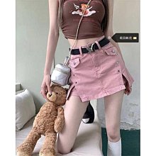 開叉牛仔半身裙 褲裙 短褲裙 夏季新款女裝 高腰辣妹短裙 設計感包臀裙 超短裙 帶短褲內襯褲裙 防走光裙子 短褲 性感 超短裙 歷史價格詳細信息