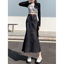魚尾牛仔半身裙女夏2023年新款小個子設計感高腰a字短裙包臀裙子-哈囉好物 歷史價格詳細信息