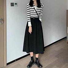 A字高腰大啊魚尾裙 ins熱門黑白日系褲裙 設計感小眾拼接長裙 半身裙 歷史價格詳細信息