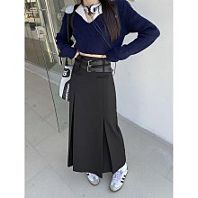 中長裙 2024秋冬新款中等厚度鬆緊腰寬鬆顯瘦灰色三宅風後開叉百褶半身裙OL韓國女裝【KX8832】萌蔓物語 歷史價格詳細信息