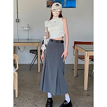 灰色西裝半身裙女2024夏季新款美式高腰開叉直筒包臀半裙中長裙子-kby科貝 歷史價格詳細信息