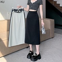 【潮人衣櫃】職業簡約黑色西裝裙女百搭高腰顯瘦垂墜感通勤中長款半身裙大擺裙 歷史價格詳細信息