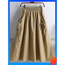 2024新品 工裝長裙 甜酷輕薄松緊抽繩口袋半身裙顯瘦A字中長裙女 歷史價格詳細信息