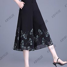 七分褲女夏季薄款印花媽媽褲子寬鬆裙褲高腰垂感雪紡中年闊腿褲裙 歷史價格詳細信息