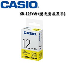 【MR3C】含稅附發票 CASIO卡西歐 12mm XR-12YW1 黃底黑字 原廠標籤機色帶 歷史價格詳細信息