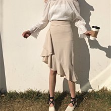 魚尾裙基本款高腰裙子及膝裙長裙不規則半身裙子百搭-黑/紅/藍S-L【AAA4820】 歷史價格詳細信息