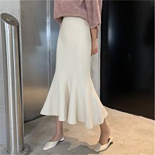 魚尾裙 洋裝 連身裙 裙子針織半身裙女秋冬2023新款高腰冬裙黑色魚尾中長款a字顯瘦毛線裙 歷史價格詳細信息