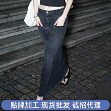 復古a字牛仔半身裙秋季女高腰梨形身材大碼遮肚子開叉顯瘦包臀裙 歷史價格詳細信息