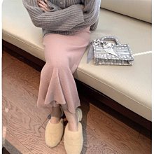 魚尾裙 洋裝 連身裙 裙子針織半身裙女秋冬2023新款高腰冬裙黑色魚尾中長款a字顯瘦毛線裙 歷史價格詳細信息