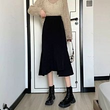 魚尾裙 洋裝 連身裙 裙子春秋款針織彈力魚尾裙修身顯瘦高腰長裙時尚氣質優雅百搭包臀裙女 歷史價格詳細信息