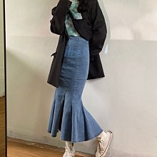 魚尾裙 洋裝 連身裙 裙子韓國東大門名媛氣質~超女人味魚尾擺高腰包臀半身裙se 歷史價格詳細信息