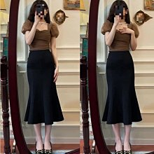 魚尾裙女2023年春季新款高腰顯瘦中長款開叉包臀裙黑色半身長裙子-哈囉好物 歷史價格詳細信息
