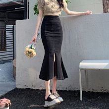 魚尾裙 洋裝 連身裙 裙子包臀裙黑色魚尾半身裙女夏季2022包臀一步裙中長款白色氣質裙子 歷史價格詳細信息