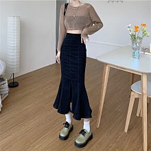 魚尾裙 洋裝 連身裙 裙子荷葉邊半身裙夏季2022新款高腰顯瘦中長款氣質A字裙子魚尾裙女裝 歷史價格詳細信息