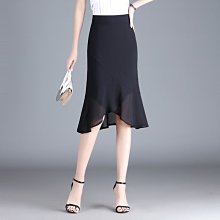 魚尾裙 洋裝 連身裙 裙子不規則魚尾半身裙女2022秋新款時尚高腰A字裙修身顯瘦包殿裙 歷史價格詳細信息