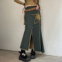美式復古開叉牛仔裙女2024春夏高腰顯瘦包臀辣妹A字中長款半身裙 歷史價格詳細信息